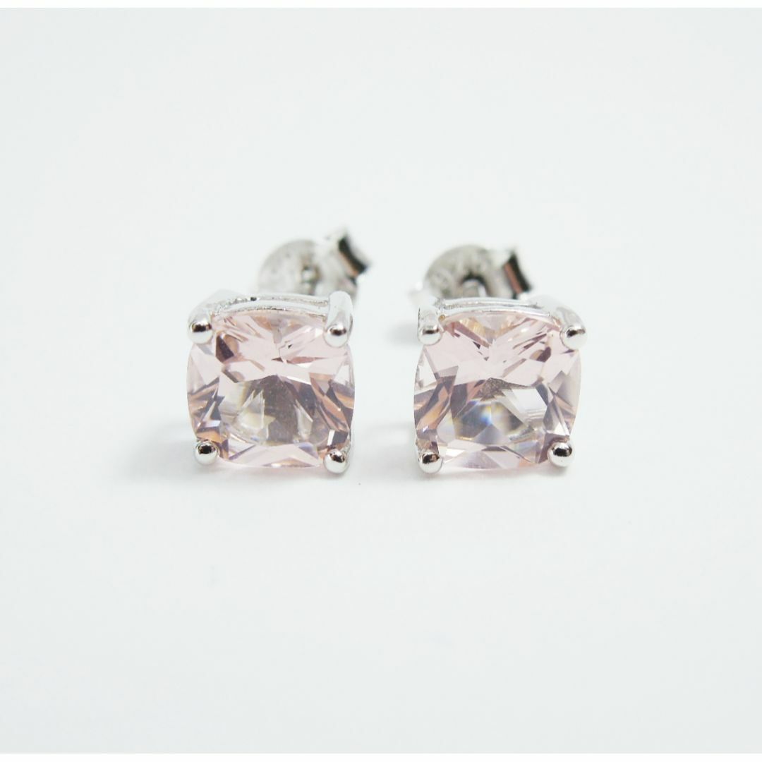 6×6ｍｍ スクエア モルガナイト ピアス Created Morganite レディースのアクセサリー(ピアス)の商品写真