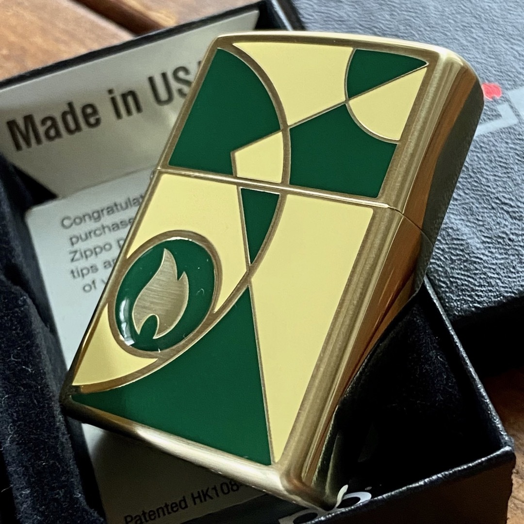 新品 Zippo モザイク フレイム 炎 エポ盛り ゴールド ジッポー