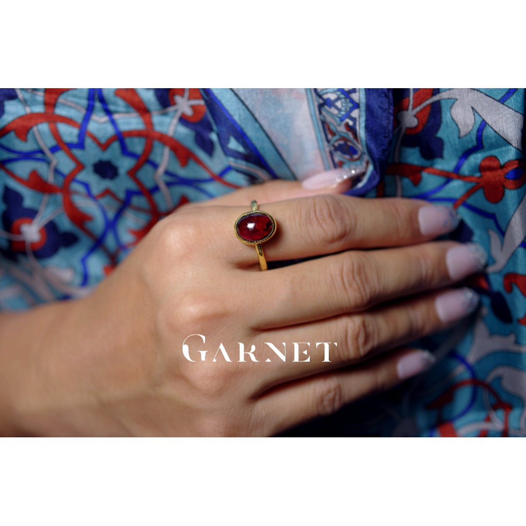新作 ☆『Garnet』☆の世界でひとつの天然石リングsv925 + 18kgp