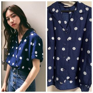 マウジー(moussy)のmoussy＊ハーフスリーブリネンドットシャツ(シャツ/ブラウス(半袖/袖なし))