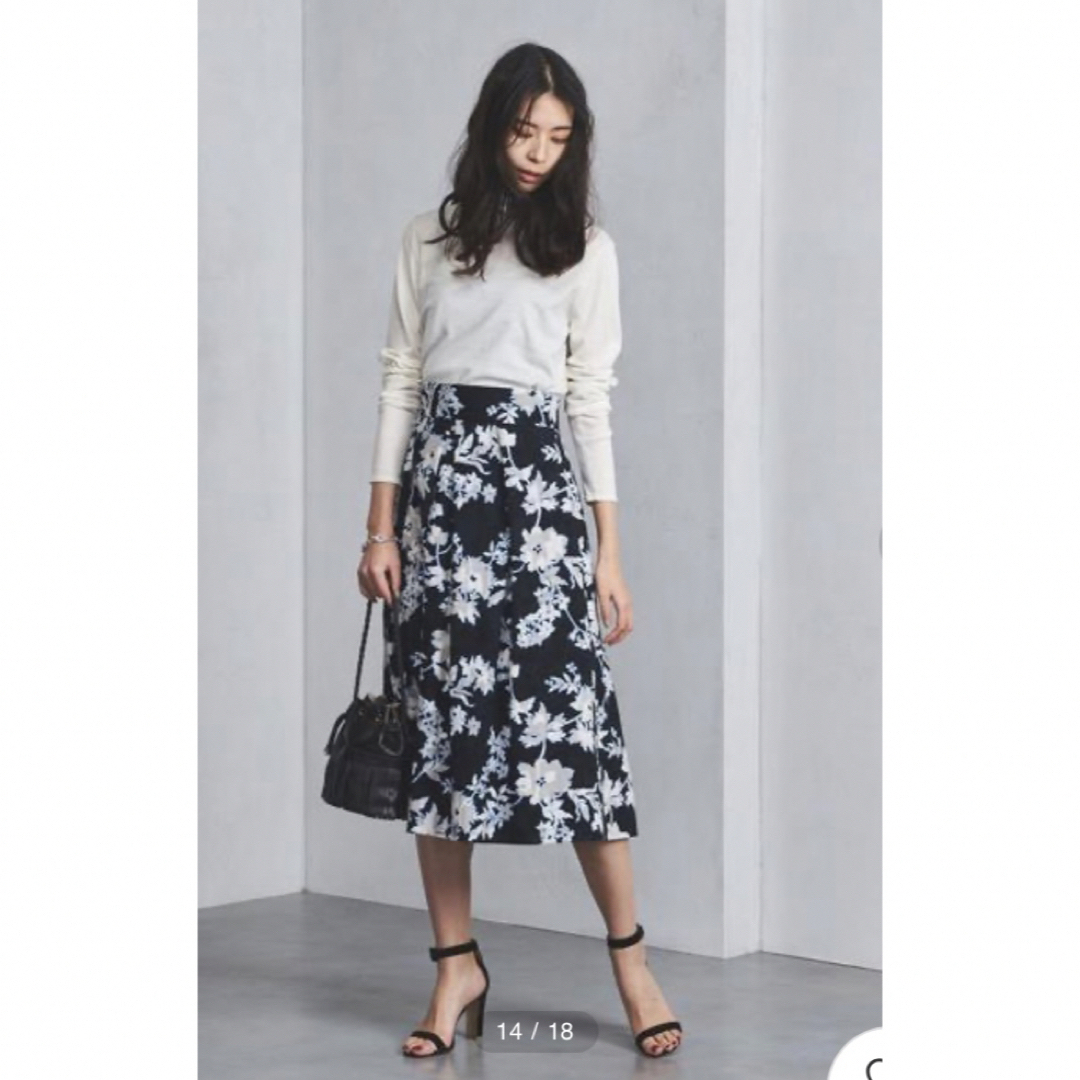UNITED ARROWS◆UBCSカットジャカードフラワーフレアスカート34