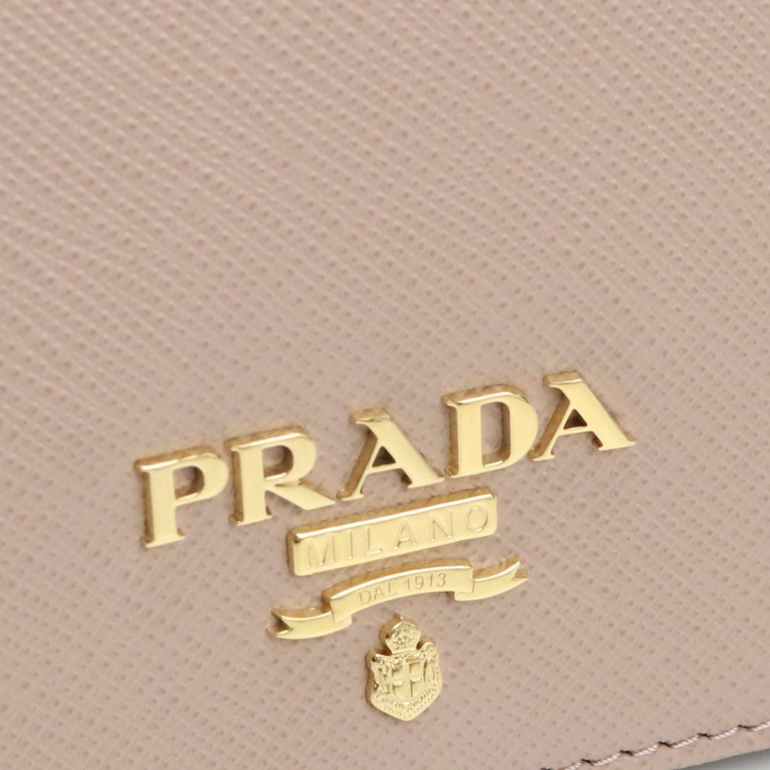 プラダ PRADA 2つ折りミニ財布 1MV204 ベージュ系 レディース