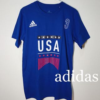 アディダス(adidas)の【新品】adidas アディダス ブルー‪×USA プリントロゴ 半袖 Tシャツ(Tシャツ/カットソー(半袖/袖なし))