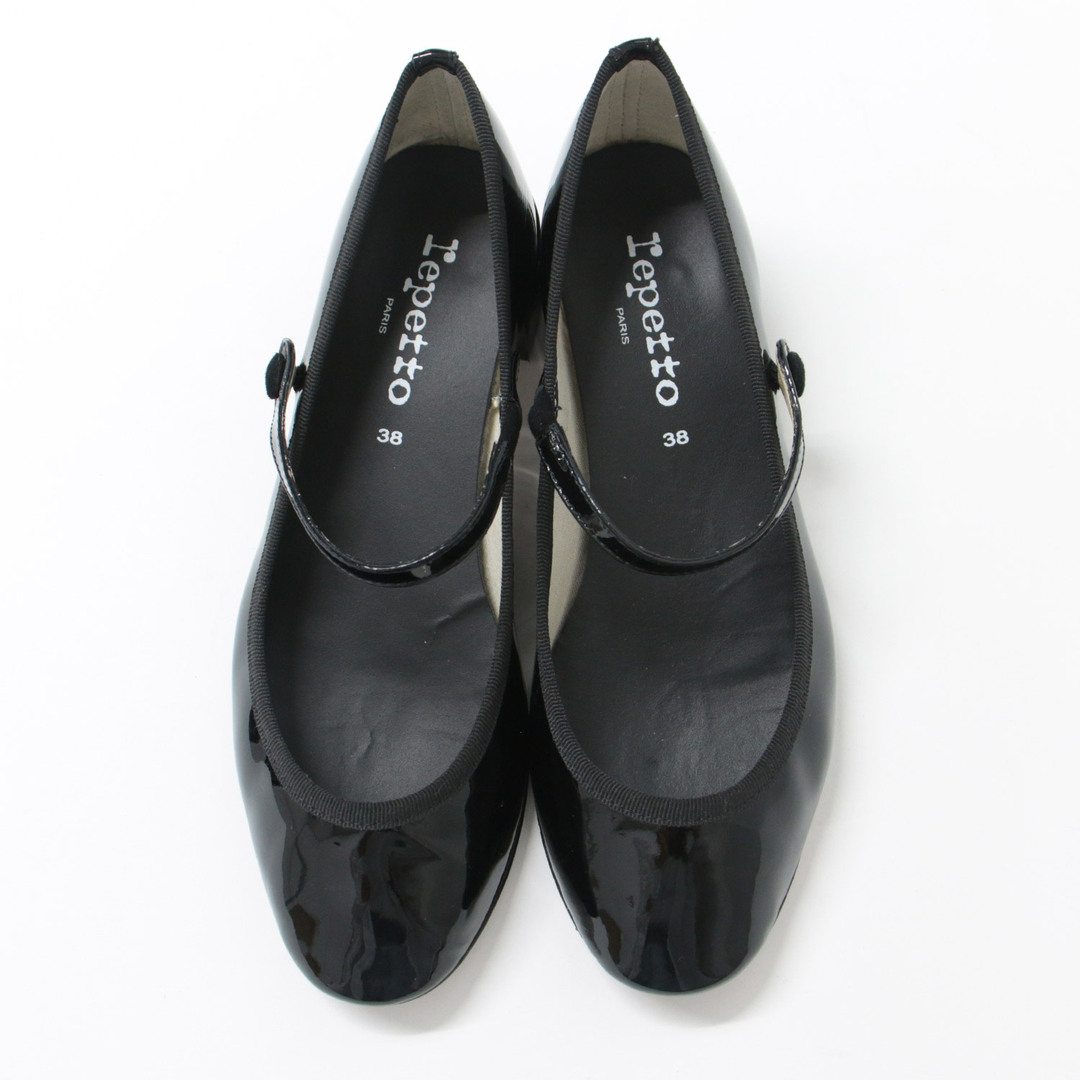 repetto Tストラップ ブラック エナメル×スウェード バレエシューズ