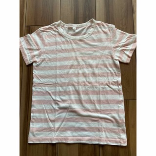 ムジルシリョウヒン(MUJI (無印良品))の無印良品 MUJI 半袖 Tシャツ 120 ピンク×白(Tシャツ/カットソー)