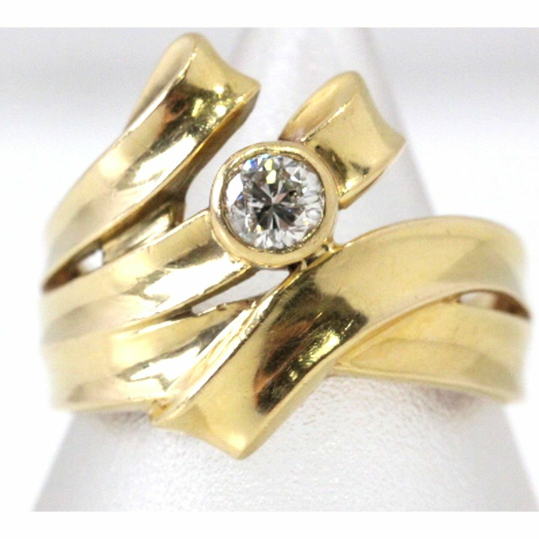 K18YG 18金ダイヤリング 0.23ct 3.7g 11号 ダイヤモンド指輪-