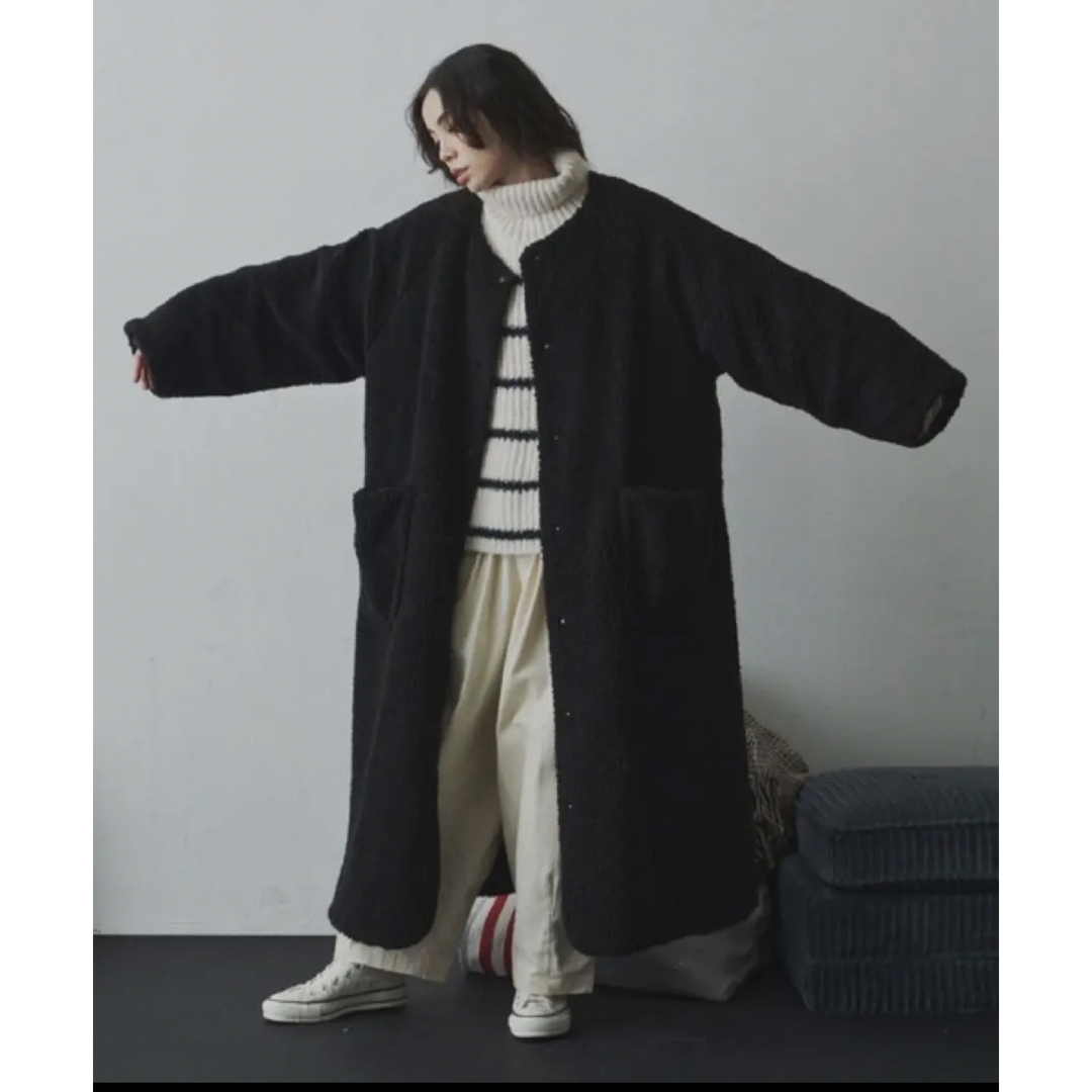 リブラキュー＊ ボアロングコート レディースのジャケット/アウター(ロングコート)の商品写真