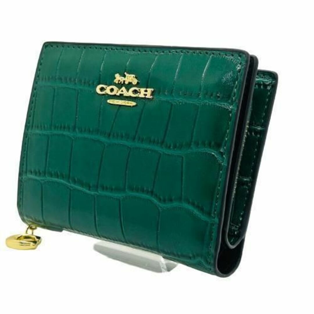 【新品】⭐COACH 折り財布 クロコ型押し ブラック【匿名配送】