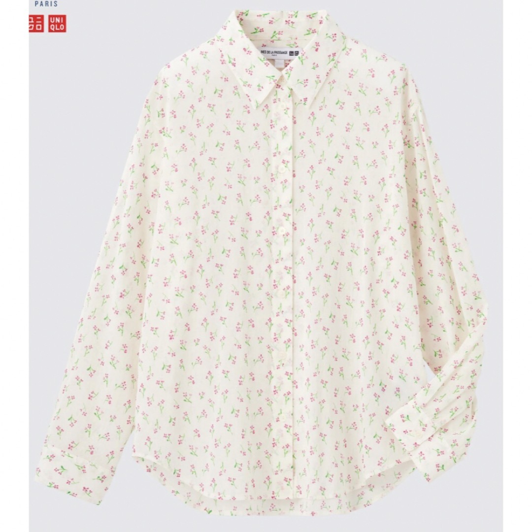 UNIQLO(ユニクロ)の新品タグ付☆ ユニクロ レディース S 長袖 シャツ ブラウス 小花柄 花柄 レディースのトップス(シャツ/ブラウス(長袖/七分))の商品写真