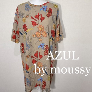 アズールバイマウジー(AZUL by moussy)のAZUL by moussy アズール 花柄 オーバーサイズ 半袖 Tシャツ(Tシャツ(半袖/袖なし))