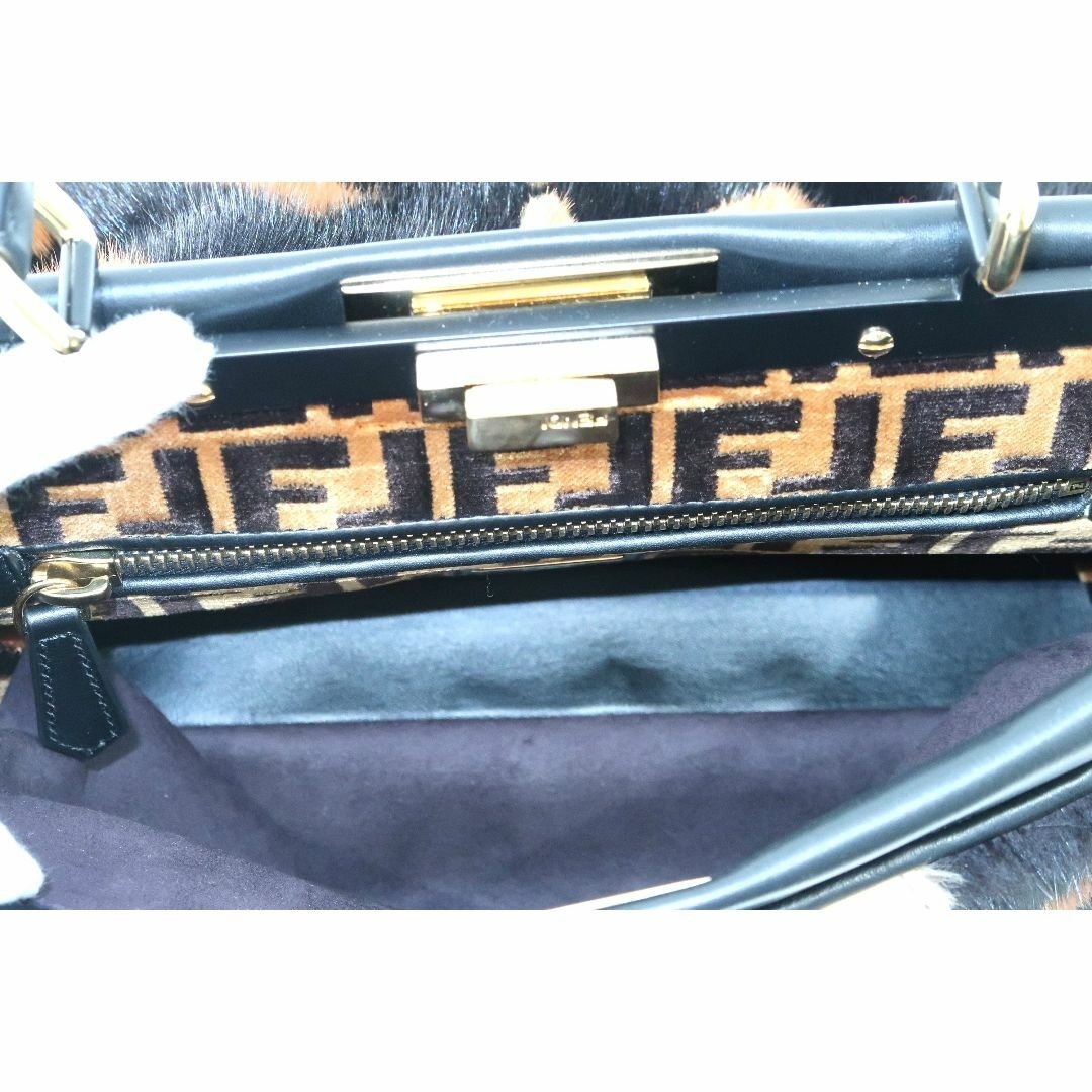 ミンク!定価85万円 ズッカ柄 極美品 フェンディ 2WAYバッグ ピーカブー