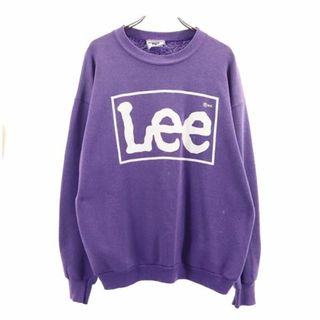 リー(Lee)のリー 90s オールド USA製 スウェット L パープル系 Lee 長袖 トレーナー ロゴ 裏起毛 メンズ 【中古】  【231001】(その他)