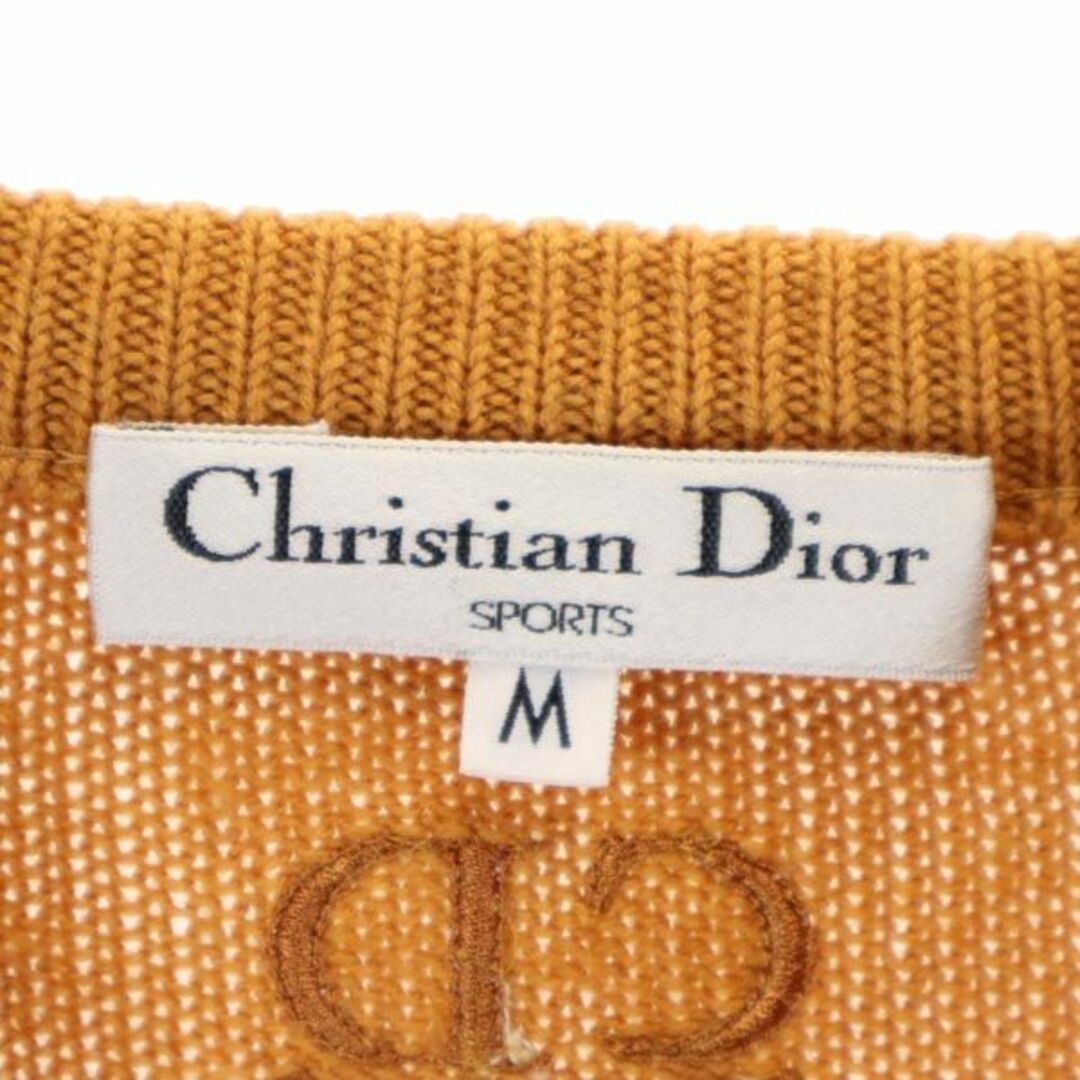 クリスチャンディオール ウール100％ アーガイル ニット M ブラウン系 Christian Dior 長袖 セーター ロゴ メンズ   【231001】50cm袖丈