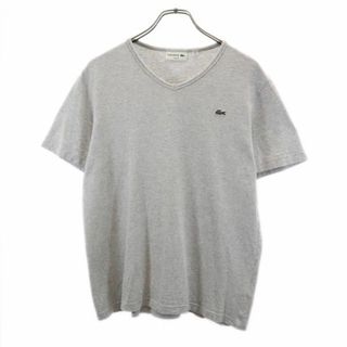 ラコステ(LACOSTE)のラコステ 半袖 Vネック Tシャツ 5 ライトグレー LACOSTE 日本製 ロゴワッペン付 メンズ 【中古】  【231001】 メール便可(Tシャツ/カットソー(半袖/袖なし))