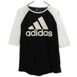 アディダス(adidas)のアディダス ロゴプリント 七分袖 ラグラン Tシャツ OT ブラック系 adidas レディース 【中古】  【231001】 メール便可(Tシャツ(半袖/袖なし))