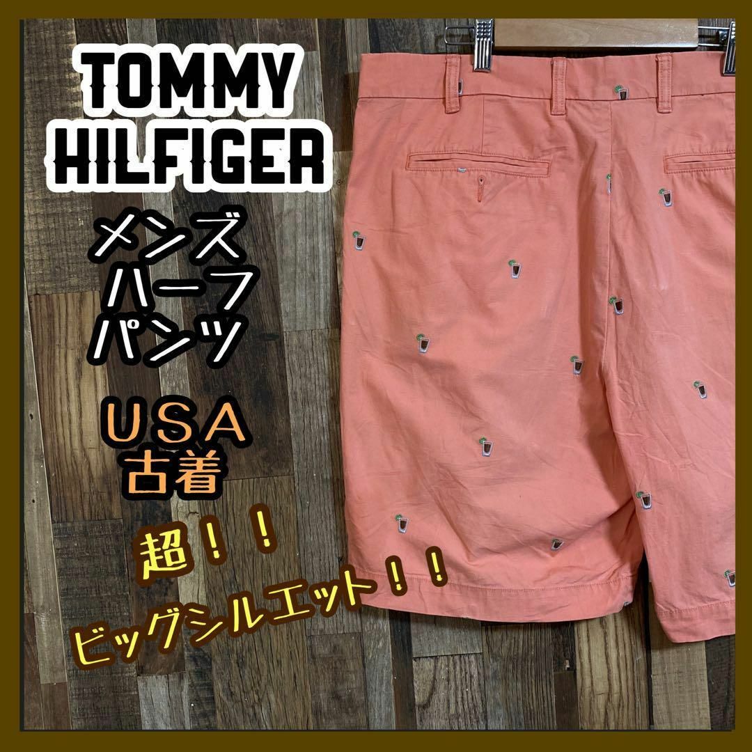 TOMMY HILFIGER(トミーヒルフィガー)のトミーヒルフィガー メンズ ハーフ 柄 ピンク 40 2XL チノパンツ 古着 メンズのパンツ(ショートパンツ)の商品写真