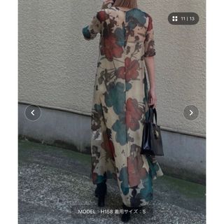 Ameri VINTAGE - アメリAMERI SCAN FLOWER CHIFFON DRESS ワンピースの