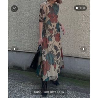 アメリヴィンテージ(Ameri VINTAGE)のアメリAMERI SCAN FLOWER CHIFFON DRESS ワンピース(ロングワンピース/マキシワンピース)