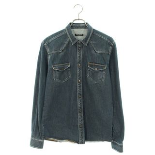 バルマン(BALMAIN)のバルマン  T110-B417 ユーズド加工デニム長袖シャツ メンズ 40(シャツ)