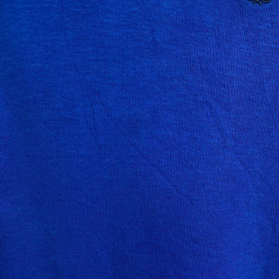 メンズ 半袖 ポロシャツ ブルー ロゴ 無地 M USA 90s 9