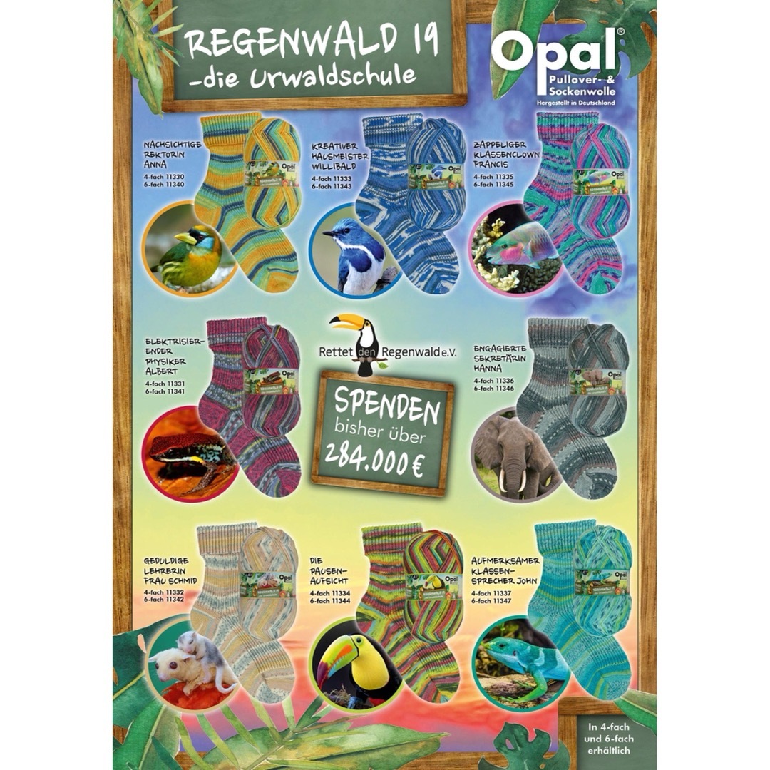 Opal 毛糸 レーゲンヴァルド19 8色各1玉セット - 生地/糸