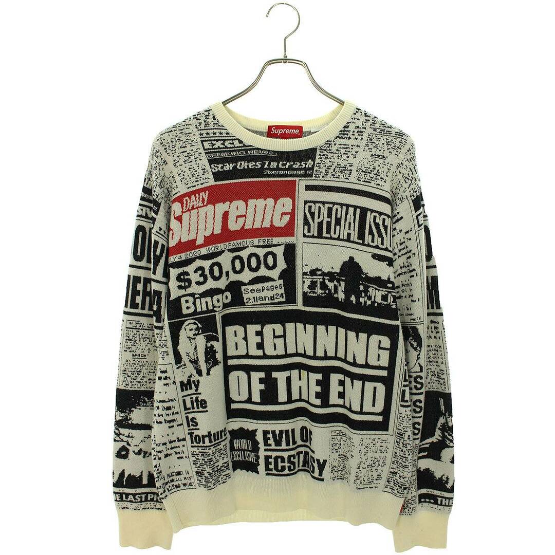 Supreme - シュプリーム 18AW Newsprint Sweater ニュースペーパー