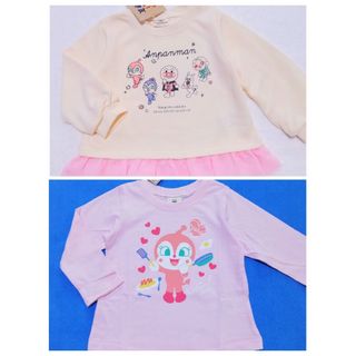 アンパンマン(アンパンマン)の新品　95cm　アンパンマン　Tシャツとトレーナー2枚セット　ピンク×アイボリ(Tシャツ/カットソー)