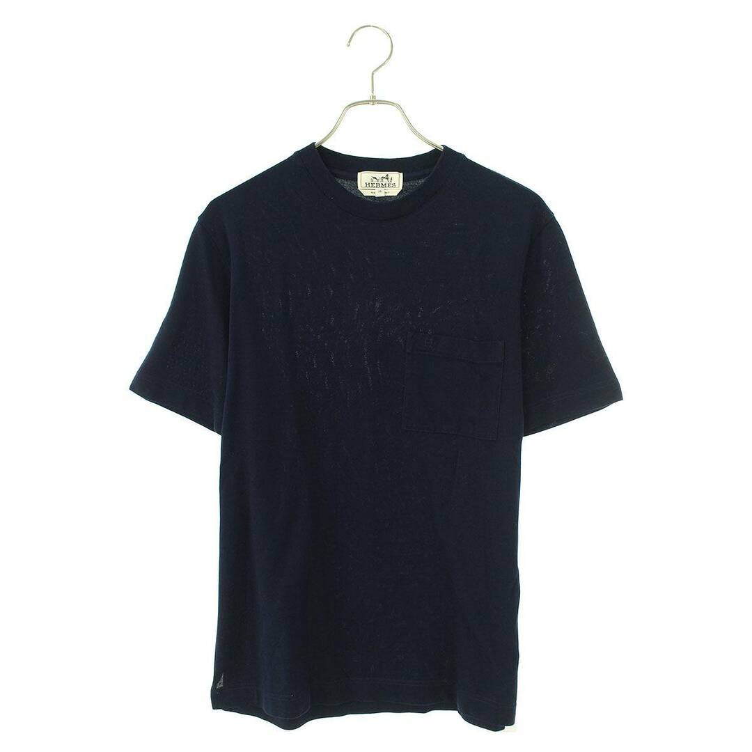 エルメス HERMES Tシャツ カットソー 半袖 クルーネック M 黒69cm袖丈