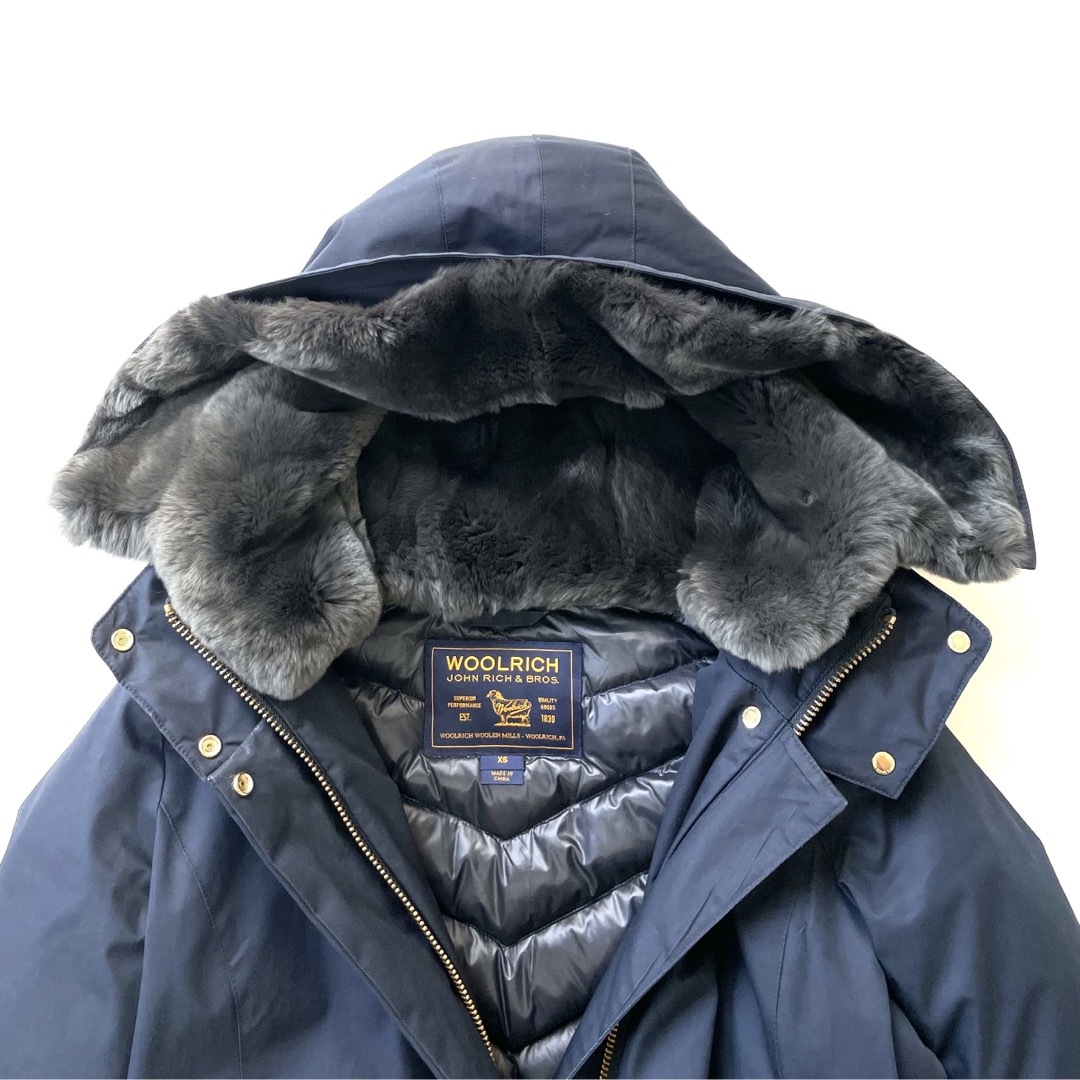 YuapparelWOOLRICH BOW BRIDGE ラビットファー ダウンコート ネイビー