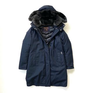 ウールリッチ(WOOLRICH)のWOOLRICH BOW BRIDGE ラビットファー ダウンコート ネイビー(ダウンコート)