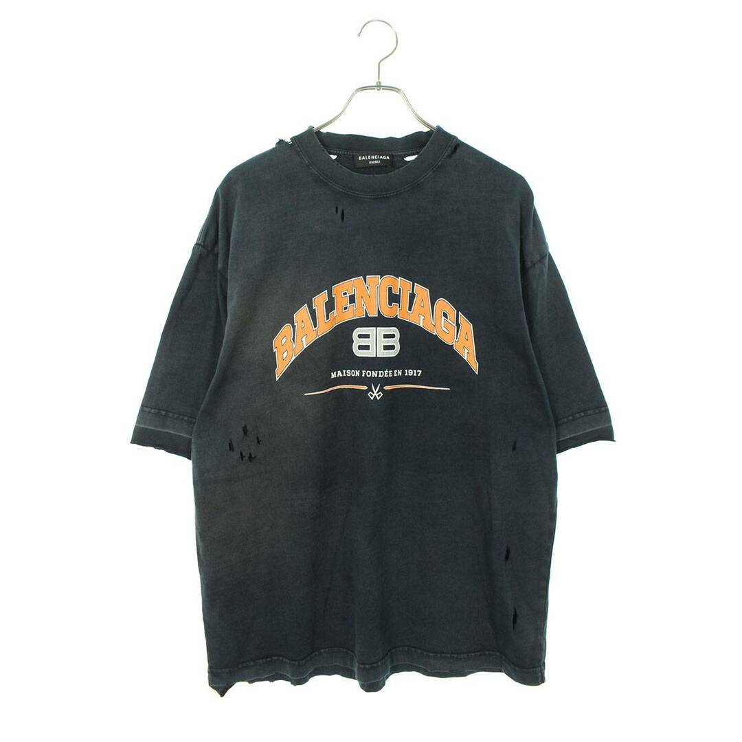 22SS Maison Balenciaga クラッシュ加工ロゴプリントTシャツ