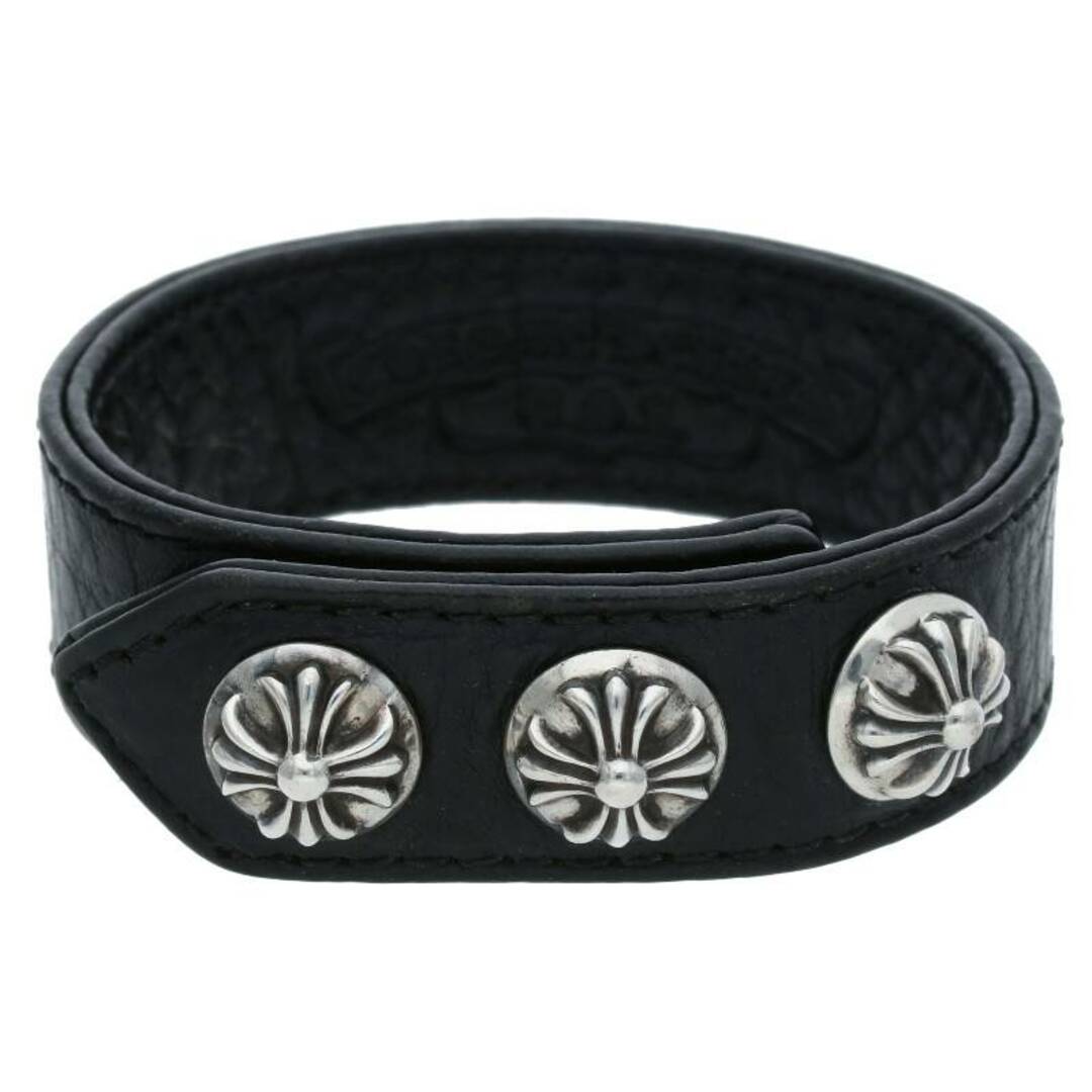 CHROME HEARTS クロムハーツ（原本有） ブレスレット 3BTN 2SNP クロスボール 3ボタン 2スナップ レザー ブレスレット ブラック系