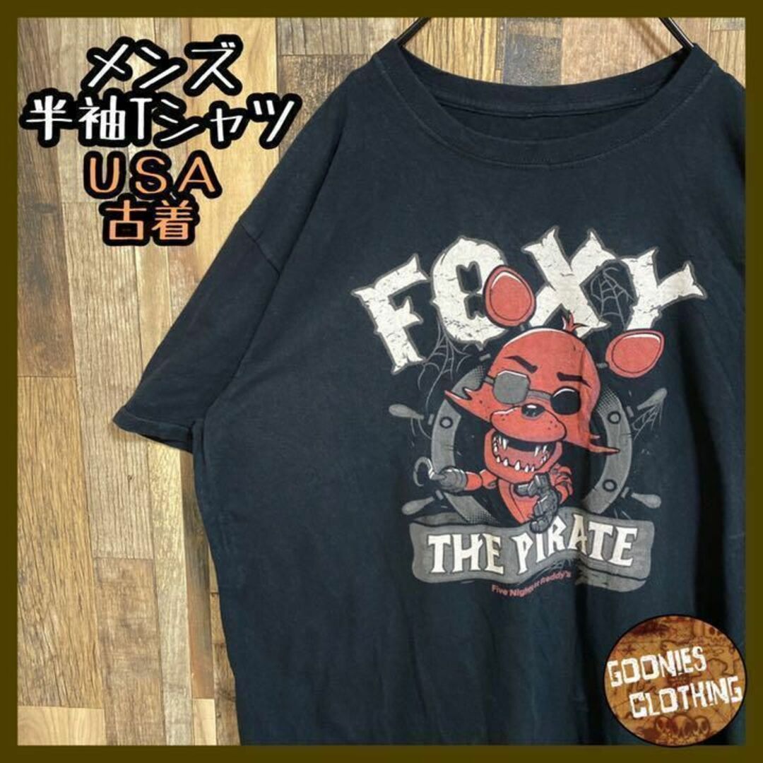 メンズ キャラクター 海賊 Tシャツ ブラック USA 90s 半袖 黒