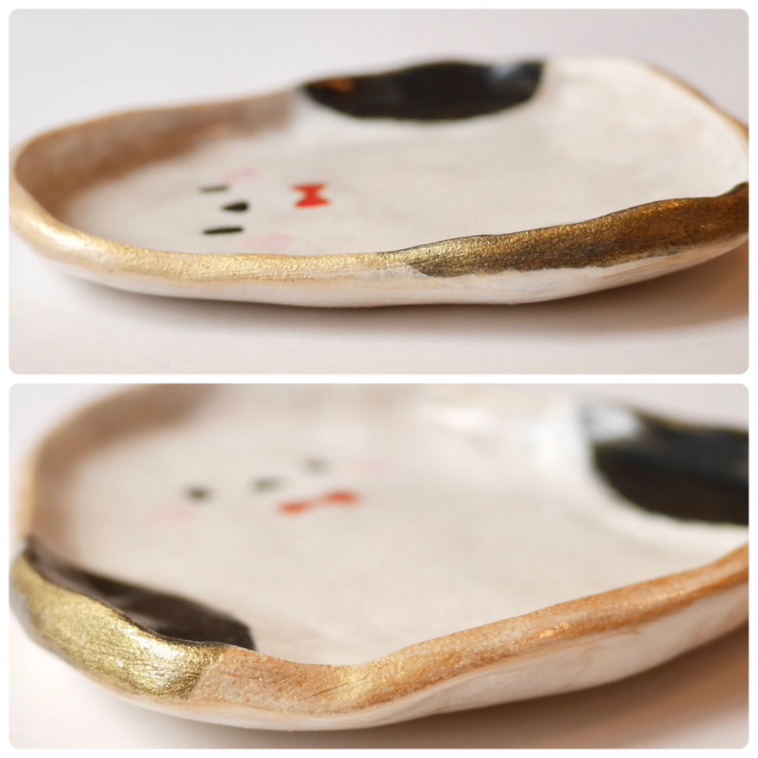 シマエナガ　陶器　小皿 ハンドメイドの生活雑貨(食器)の商品写真