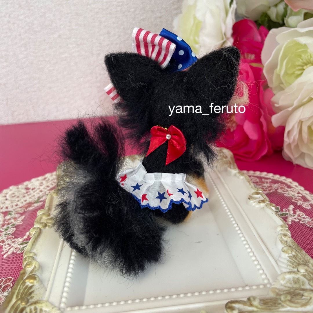 ♡♡羊毛フェルト犬♡チワワちゃん♡ブラックタンの通販 by