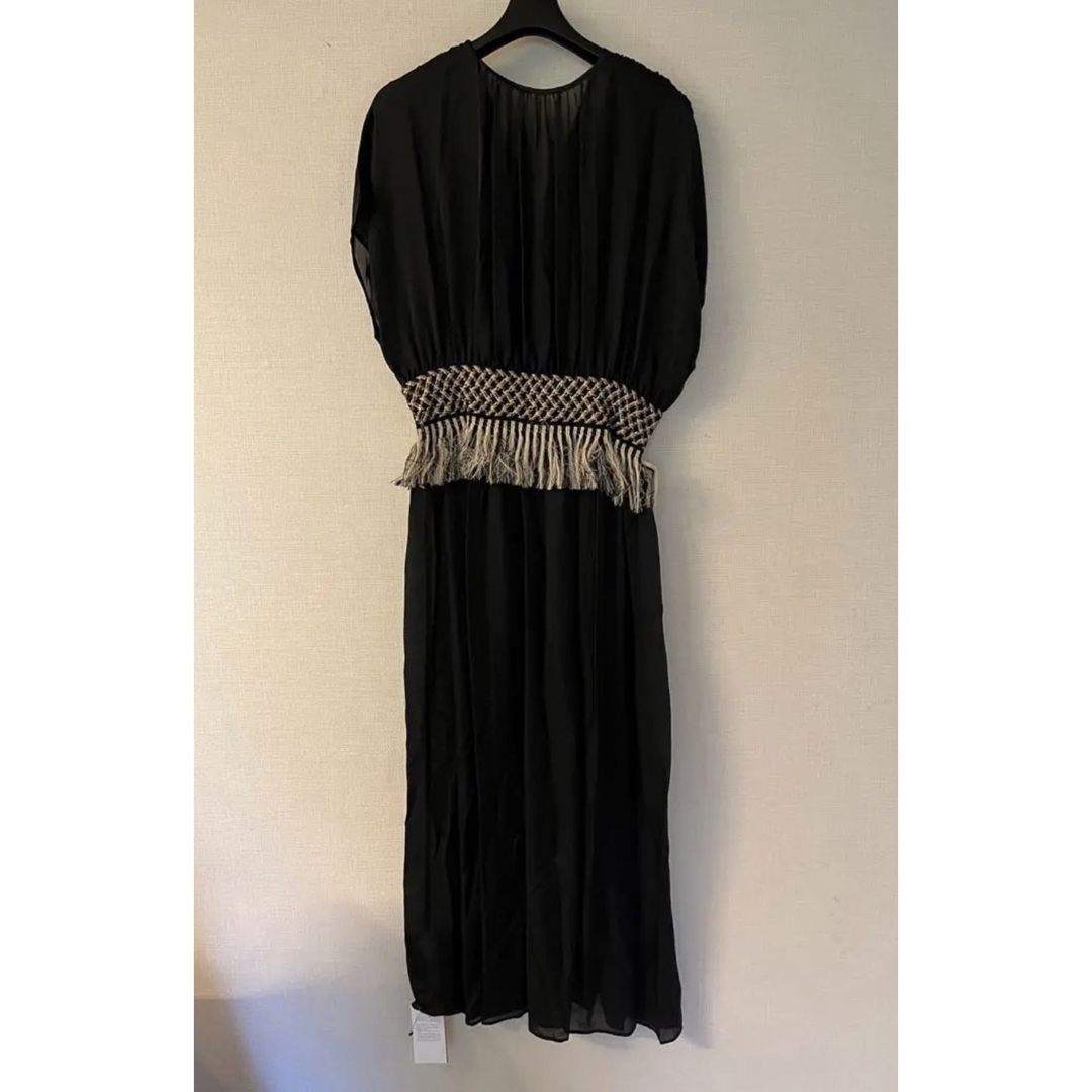 新品 EBONY CHIFFON FRINGE DRESS ワンピース - ロングワンピース