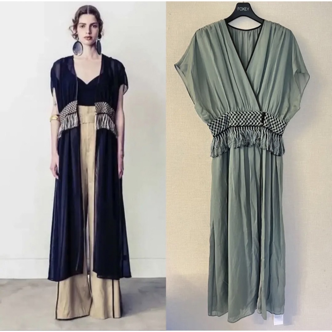 新品 EBONY CHIFFON FRINGE DRESS ワンピース - ロングワンピース