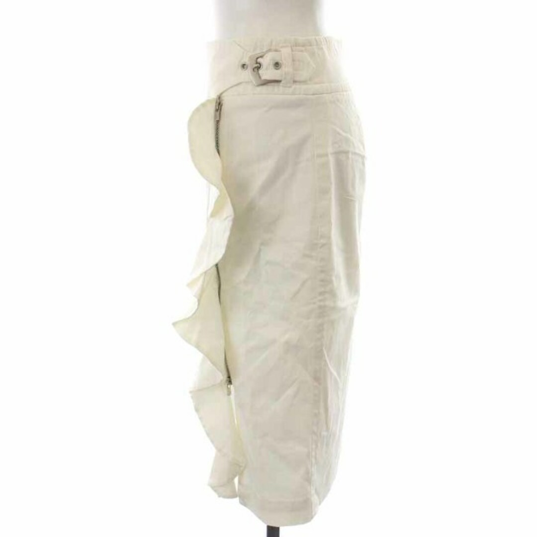 ARMANI COLLEZIONI(アルマーニ コレツィオーニ)のアルマーニ コレツィオーニ タイトスカート ひざ丈 フリル ベルト 40 M 白 レディースのスカート(ひざ丈スカート)の商品写真
