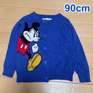 Disney - 90cm ミッキー ニットカーディガン ブルー