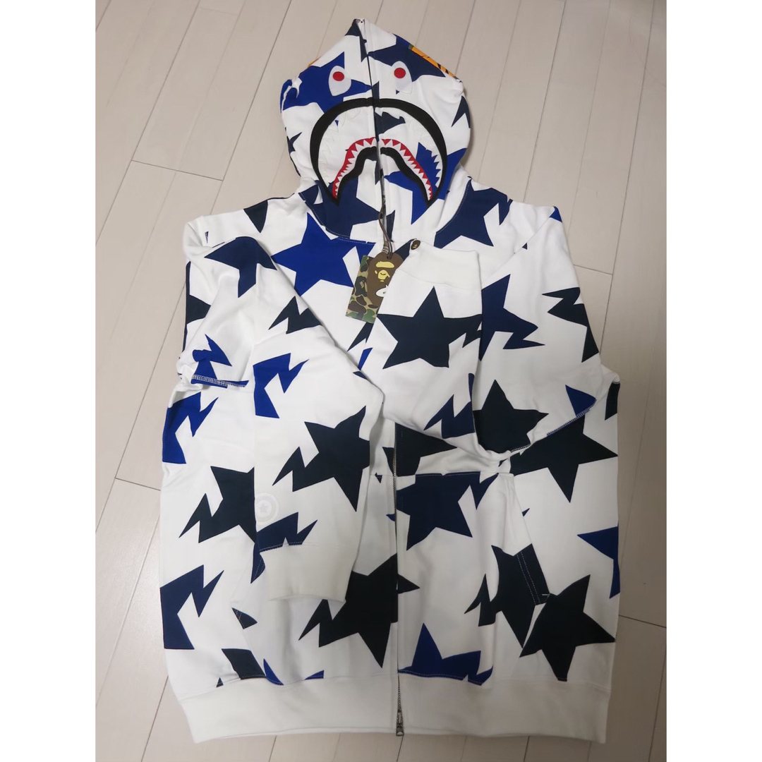 綿100％アベイシングエイプ　A BATHING APE　スターパーカー　L　グレー