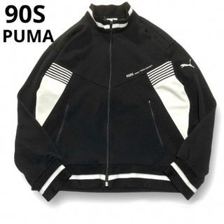 プーマ 90s オールド ヒットユニオン 日本製 バックプリント ジャージ トラックジャケット ブラック PUMA 長袖 ロゴ メンズ   【230923】