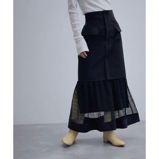 アダムエロぺ(Adam et Rope')の値下げ！ADAM ET ROPE'  FEMME ラッセルレースコンビスカート(ロングスカート)