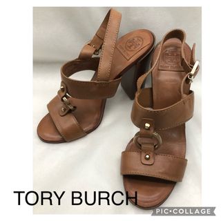 トリーバーチ(Tory Burch)のTORY BURCHトリーバーチ レザー　ヒールサンダル　25cm(サンダル)