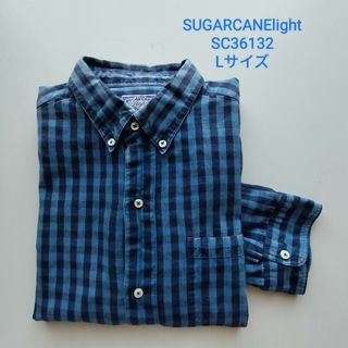 シュガーケーン(Sugar Cane)のSUGARCANElight★七分袖チェックワークシャツ★USED★L(シャツ)