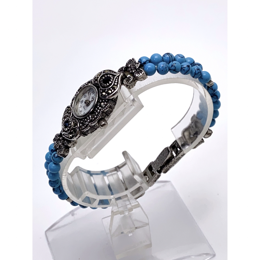 T786 美品 GEM & JEWEL 天然石 ブレスレット 腕時計 日本製 3