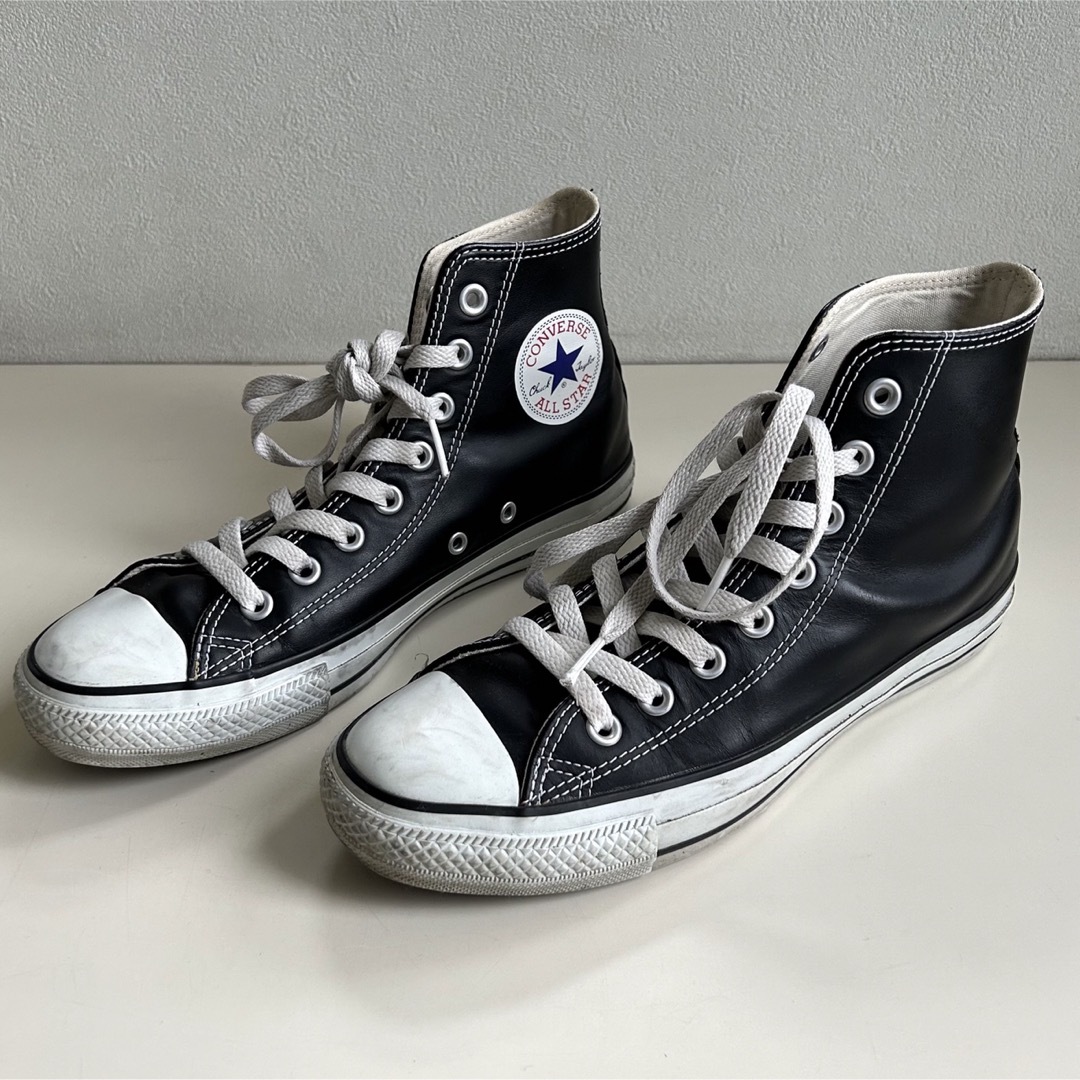 【レザーALLSTAR】コンバースオールスターHIレザー 25.5㎝ BLACK