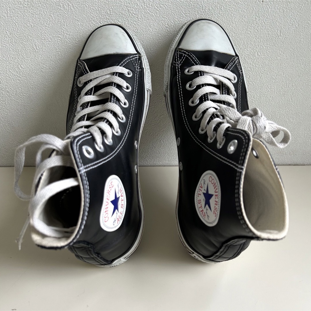 【レザーALLSTAR】コンバースオールスターHIレザー 25.5㎝ BLACK | フリマアプリ ラクマ