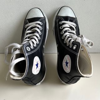 コンバース(CONVERSE)の【レザーALLSTAR】コンバースオールスターHIレザー　25.5㎝　BLACK(スニーカー)