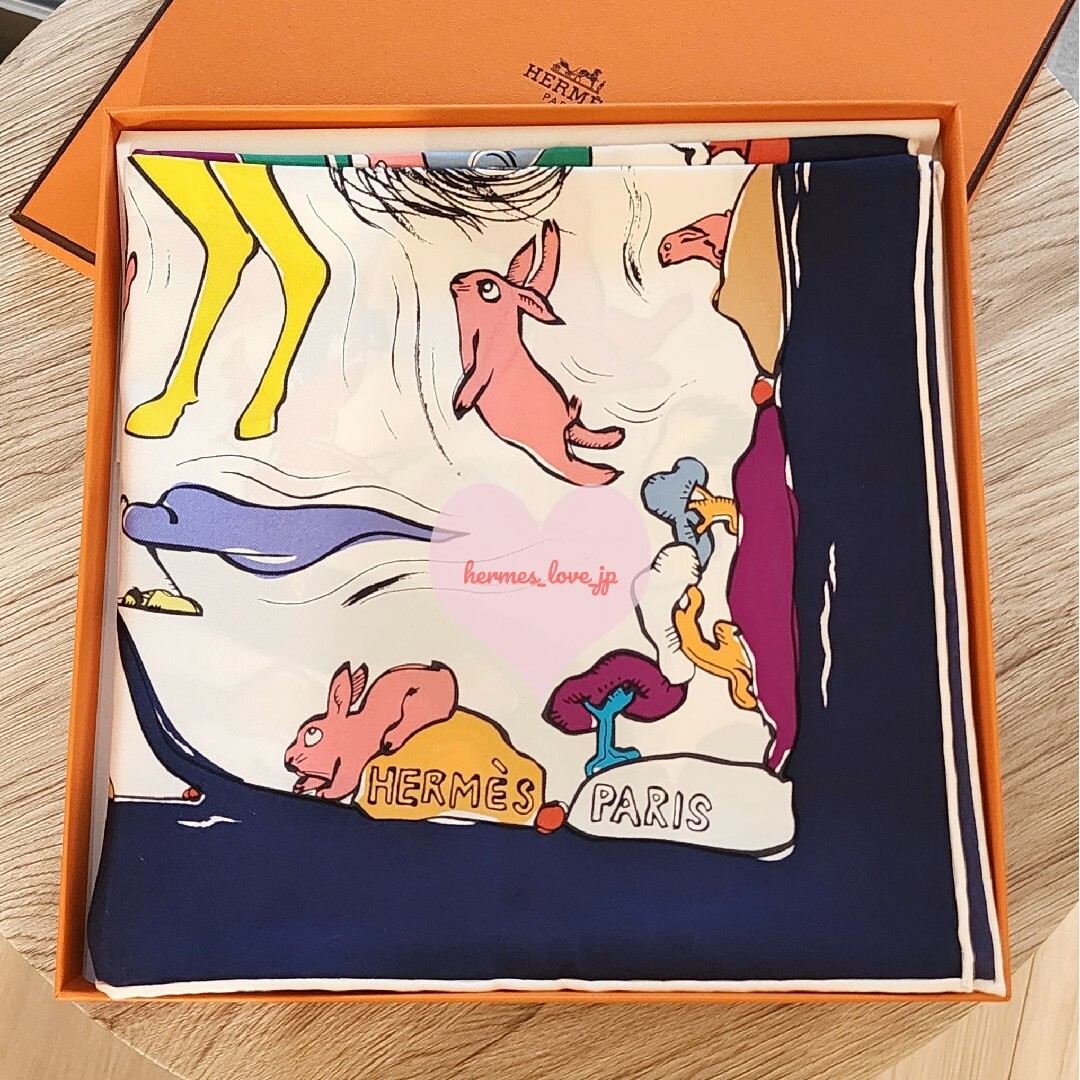 HERMES ♡ 千と一のウサギ カレ90 スカーフ エルメス 入手困難スカーフ