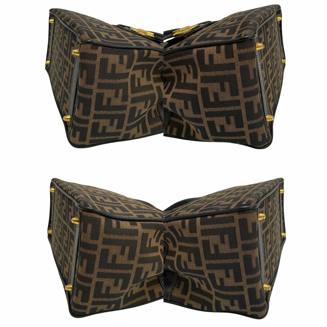 ほぼ未使用 FENDI フェンディ ズッカ柄 キャンバス エピレザー 2way ハンドバッグ ボストンバッグ ショルダーバッグ ブラウン 30771